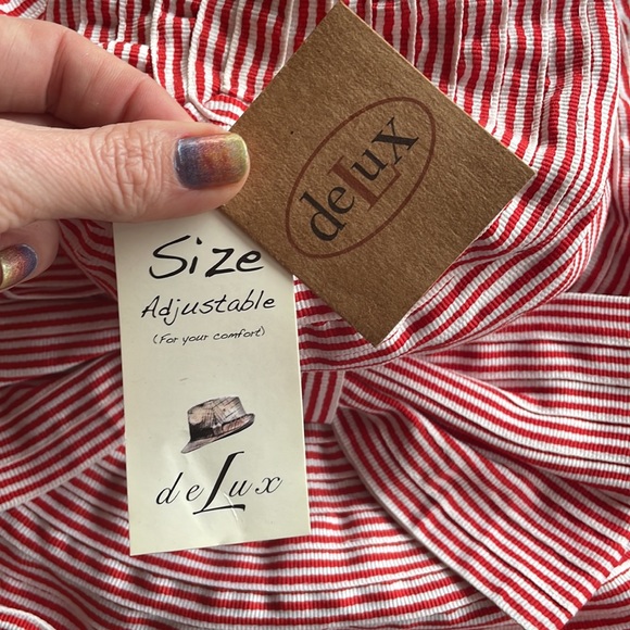 Lot of two SUN HATS reversible & adjustable striped polka dot wired DELUX floppy - Picture 7 of 8